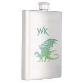 Amazing Green Mosaic Dragon Monogram  フラスク (右)