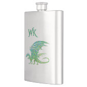 Amazing Green Mosaic Dragon Monogram  フラスク (左)