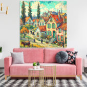 Amazing Houses in Auvers – ビンセント・ヴァン・ゴッホ キャンバスプリント (インサイチュ (リビング))