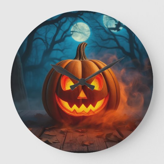 Amazing Lava-Glow Pumpkin Halloween Clock ラージ壁時計 (正面)