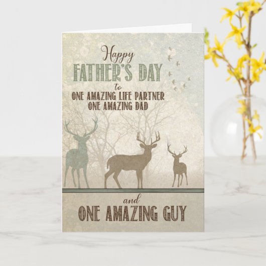 AMAZING LIFE Partner Father's Day Forest Deer カード (黄色い花)