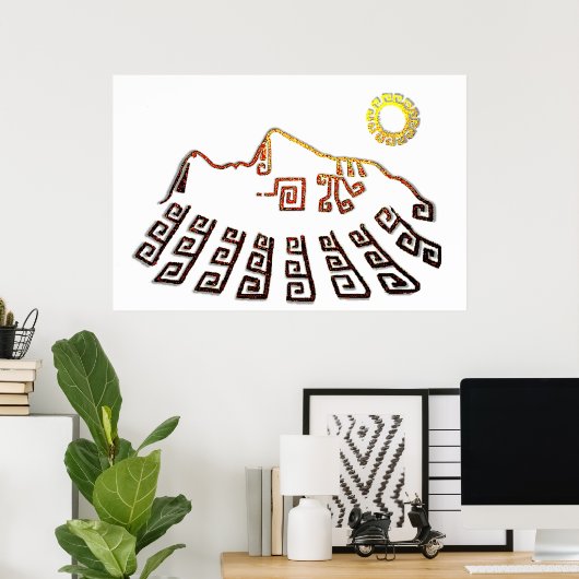 Amazing Machu_Picchu Cusco Peru Drawing ポスター (ホームオフィス)