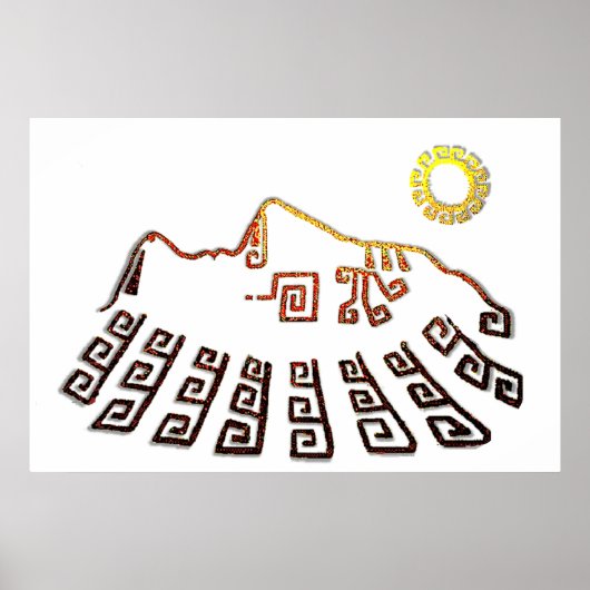 Amazing Machu_Picchu Cusco Peru Drawing ポスター (正面)