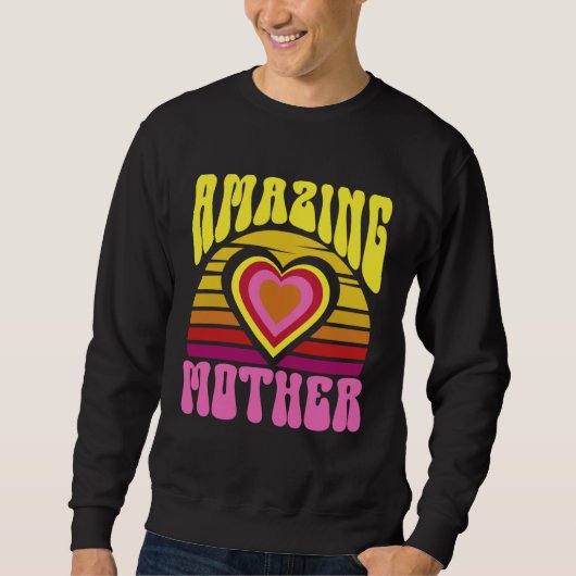 Amazing Mother Cute Sunset Hearts Mother s Day Ret スウェットシャツ (正面)