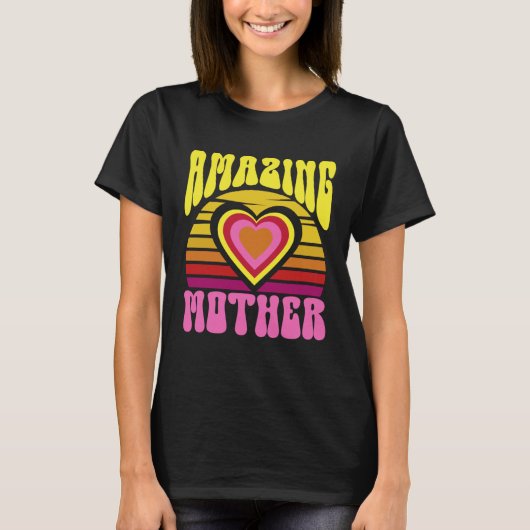 Amazing Mother Cute Sunset Hearts Mother s Day Ret Tシャツ (正面)