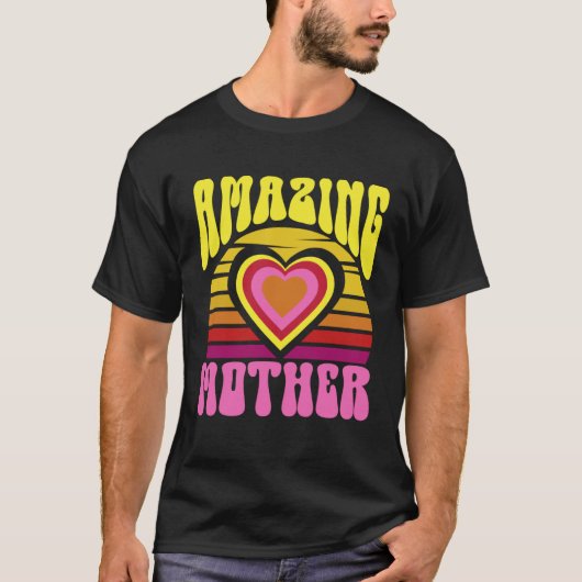 Amazing Mother Cute Sunset Hearts Mother s Day Ret Tシャツ (正面)