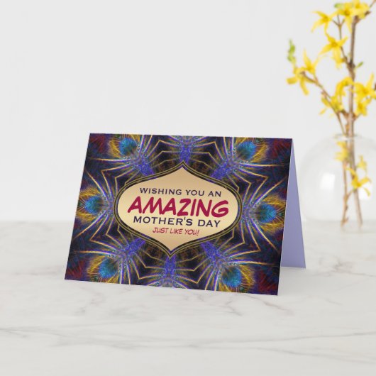 Amazing Mothers Day Feather Art Card カード (黄色い花)