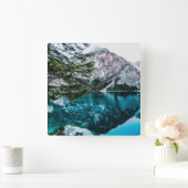 amazing nature blue lake in the mountains スクエア壁時計 (ホーム)