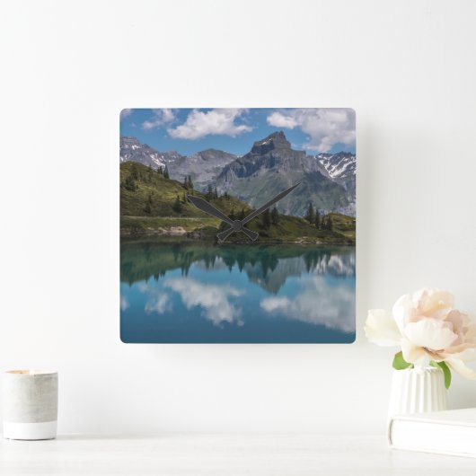 amazing nature design in the swiss mountains スクエア壁時計 (ホーム)