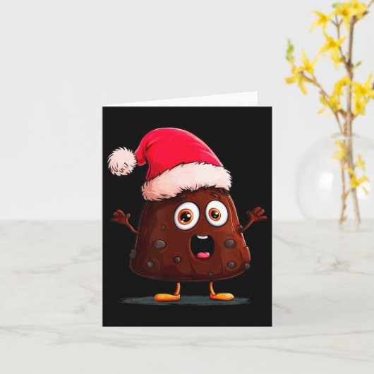 Amazing Pudding Look With Christmas Hat  カード (黄色い花)