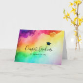 Amazing Rainbow Colors Abstract Design Graduation カード (黄色い花)