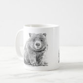 Amazing realistic wombat in pencil drawing style コーヒーマグカップ (正面左)