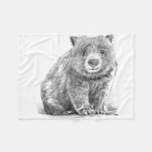 Amazing realistic wombat in pencil drawing style フリースブランケット (正面(横))