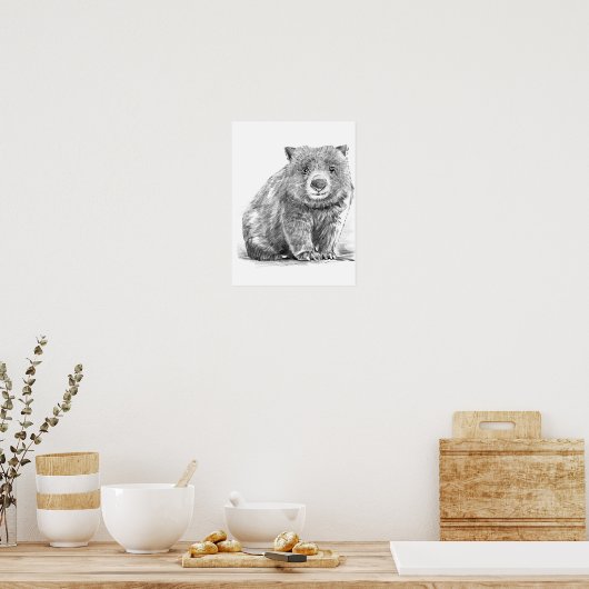 Amazing realistic wombat in pencil drawing style ポスター (キッチン)