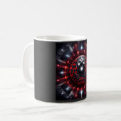 Amazing Red/Black Checkered Mandelbrot Starbursts コーヒーマグカップ (正面左)