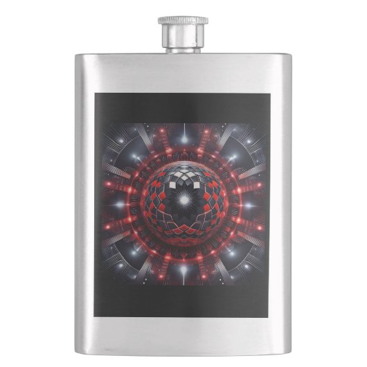 Amazing Red/Black Checkered Mandelbrot Starbursts フラスク (正面)