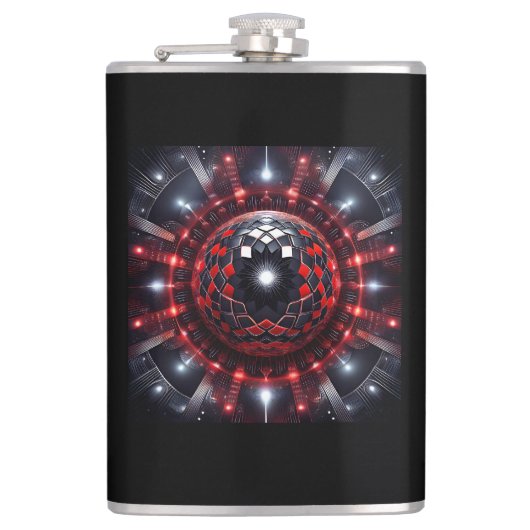 Amazing Red/Black Checkered Mandelbrot Starbursts フラスク (正面)