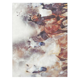 Amazing white and bay horses in a gallop テーブルクロス