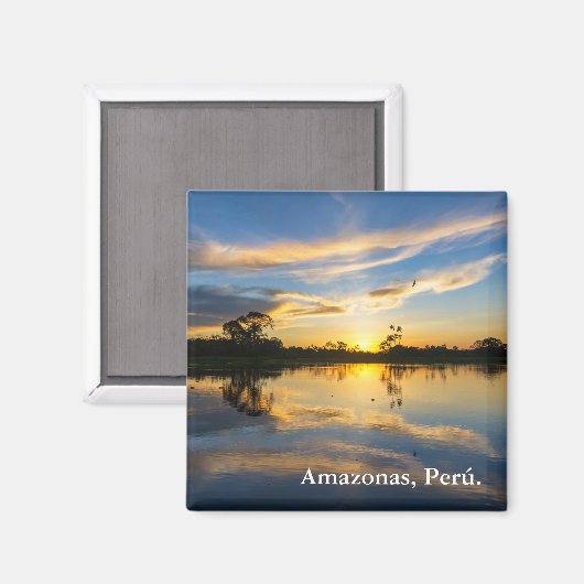Amazonでの日没と反射 マグネット (正面/裏面)