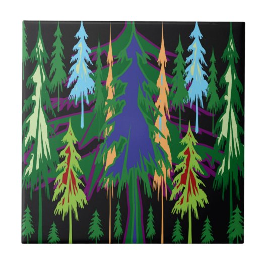 Amazon Dense Forest Trees抽象芸術アートon Gives タイル (正面)