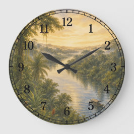 Amazon Rainforest Wall Clock — Nature-Inspired Des ラージ壁時計