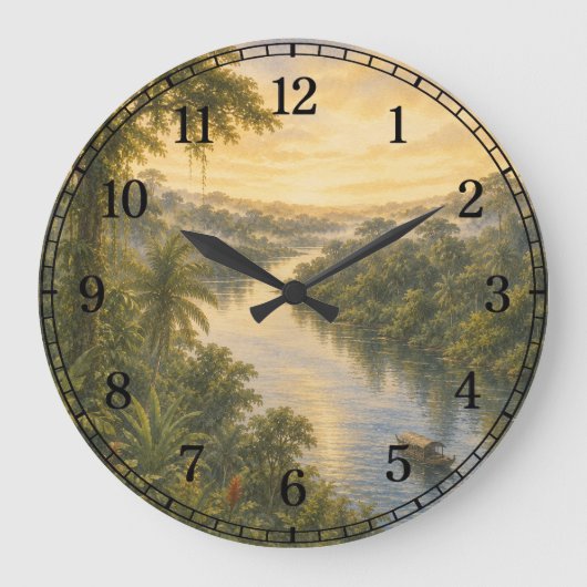 Amazon Rainforest Wall Clock — Nature-Inspired Des ラージ壁時計 (正面)