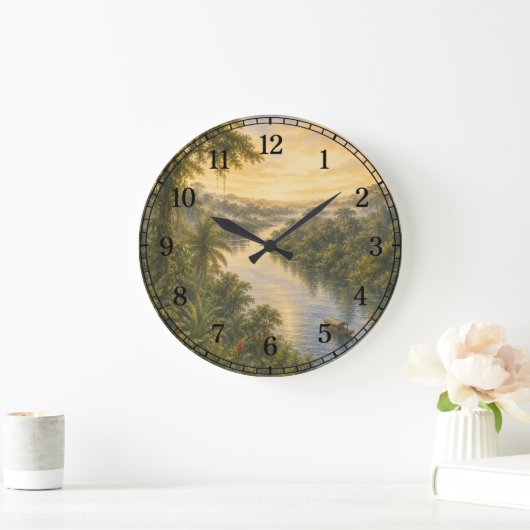 Amazon Rainforest Wall Clock — Nature-Inspired Des ラージ壁時計 (ホーム)