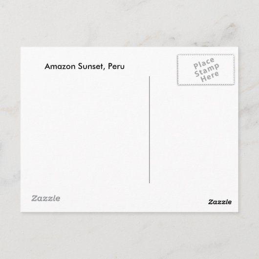 Amazon Sunset，ペルー ポストカード (裏面)