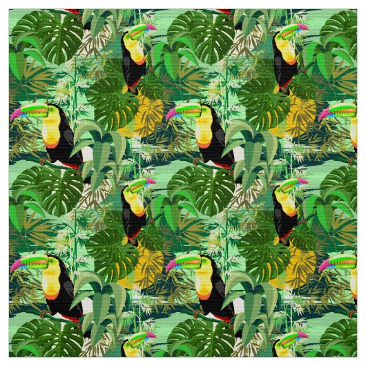 Amazoniaの緑の雨林のToucan ファブリック (見本)