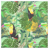Amazoniaの緑の雨林のToucan ファブリック (クローズアップ)