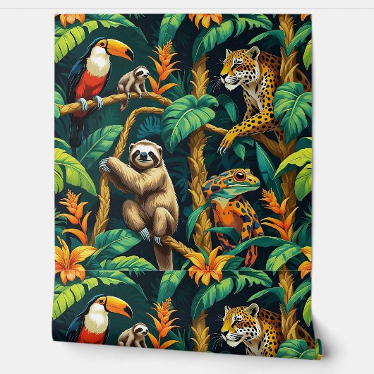 Amazonian Rainforest Creatures Peel and Stick 壁紙 (ほどく)