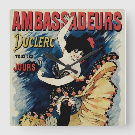 Ambassadeurs スクエア壁時計 (正面)