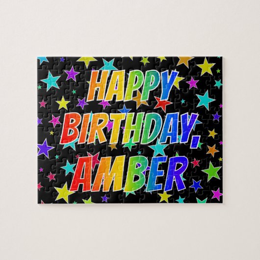 「AMBER」名、おもしろい「ハッピーバースデー」 ジグソーパズル (横)