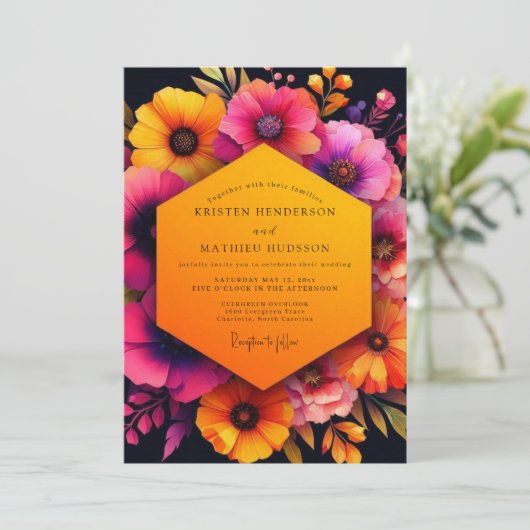 Amber Bloom Autumn Wedding 招待状 (スタンド正面)