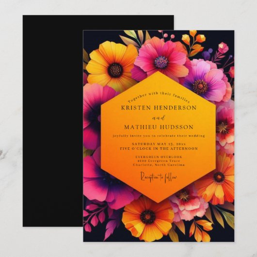 Amber Bloom Autumn Wedding 招待状 (正面/裏面)