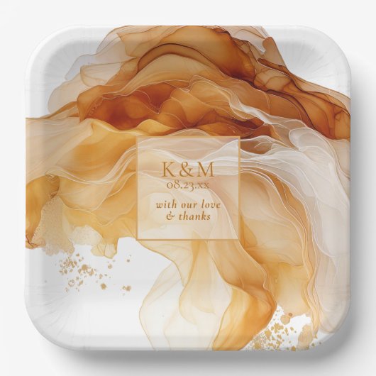 Amber Brandy抽象芸術結婚インクID1089 ペーパープレート (正面)