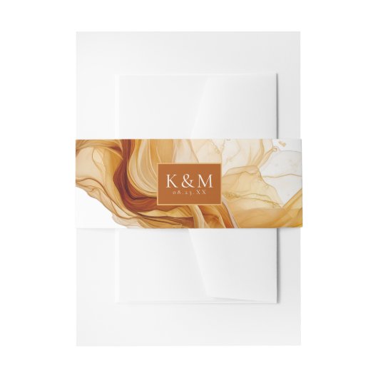 Amber Brandy抽象芸術結婚インクID1089 招待状ベリーバンド (正面例)