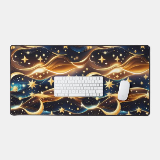 Amber Celestial Moon Astrology Aesthetic デスクマット (キーボード&マウス)