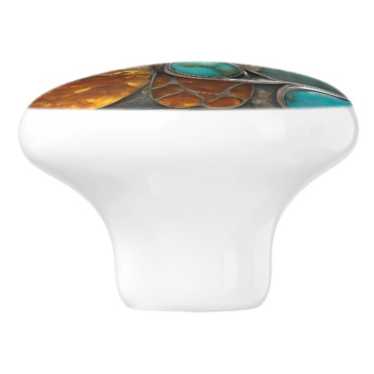 Amber Compass with Turquoise Points & Silver lace セラミックノブ (側面)