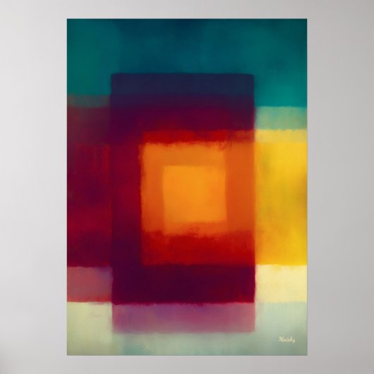 Amber Crimson Color Field Abstract Modern Wall Art ポスター (正面)
