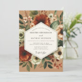 Amber Floral Autumn Romance Wedding 招待状 (スタンド正面)