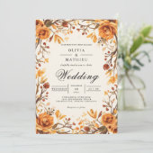 Amber Floral Branch Flourish Wedding 招待状 (スタンド正面)