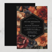 Amber Floral Harvest Wedding 招待状 (正面/裏面)