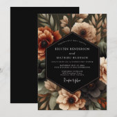 Amber Floral Moody Wedding 招待状 (正面/裏面)