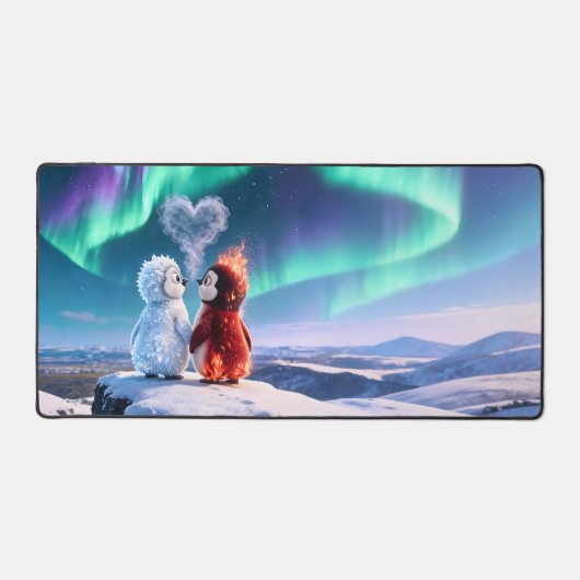 Amber & Frosty Aurora Magic Penguin Mouse Pad デスクマット (正面)
