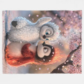 Amber & Frosty Cherry Blossom Penguin Blanket フリースブランケット (正面(横))