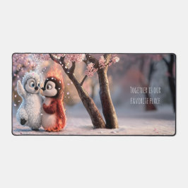 Amber & Frosty Cherry Blossom Penguin Mouse Pad デスクマット