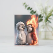 Amber & Frosty Fire and Ice Penguin Poster ポストカード (スタンド正面)