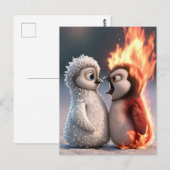 Amber & Frosty Fire and Ice Penguin Poster ポストカード (正面/裏面)