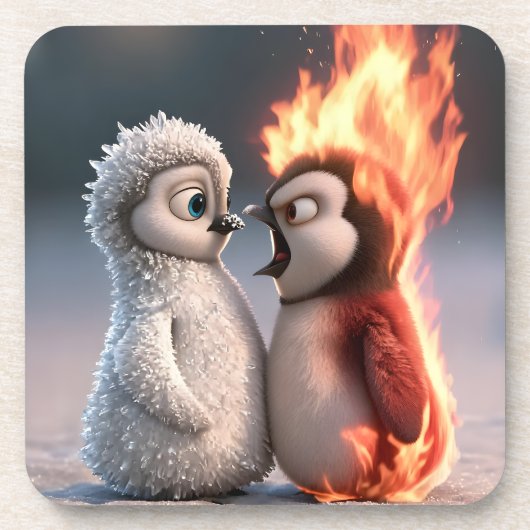 Amber & Frosty Tiny Penguins Big Feelings Coaster コースター (正面)